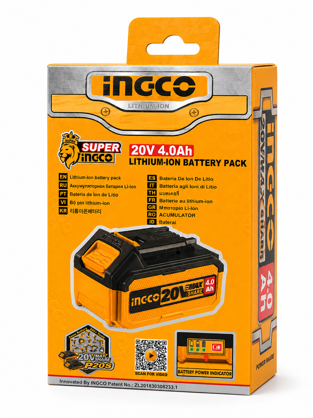 INGCO 20V 4.0Ah Lithium-Ion Battery Pack