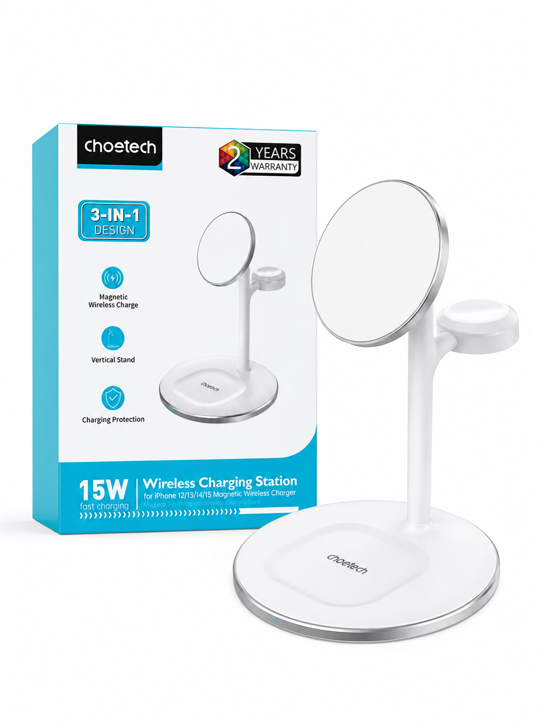 Choetech 15W 3-in-1 Magnetic Wireless Charging Station