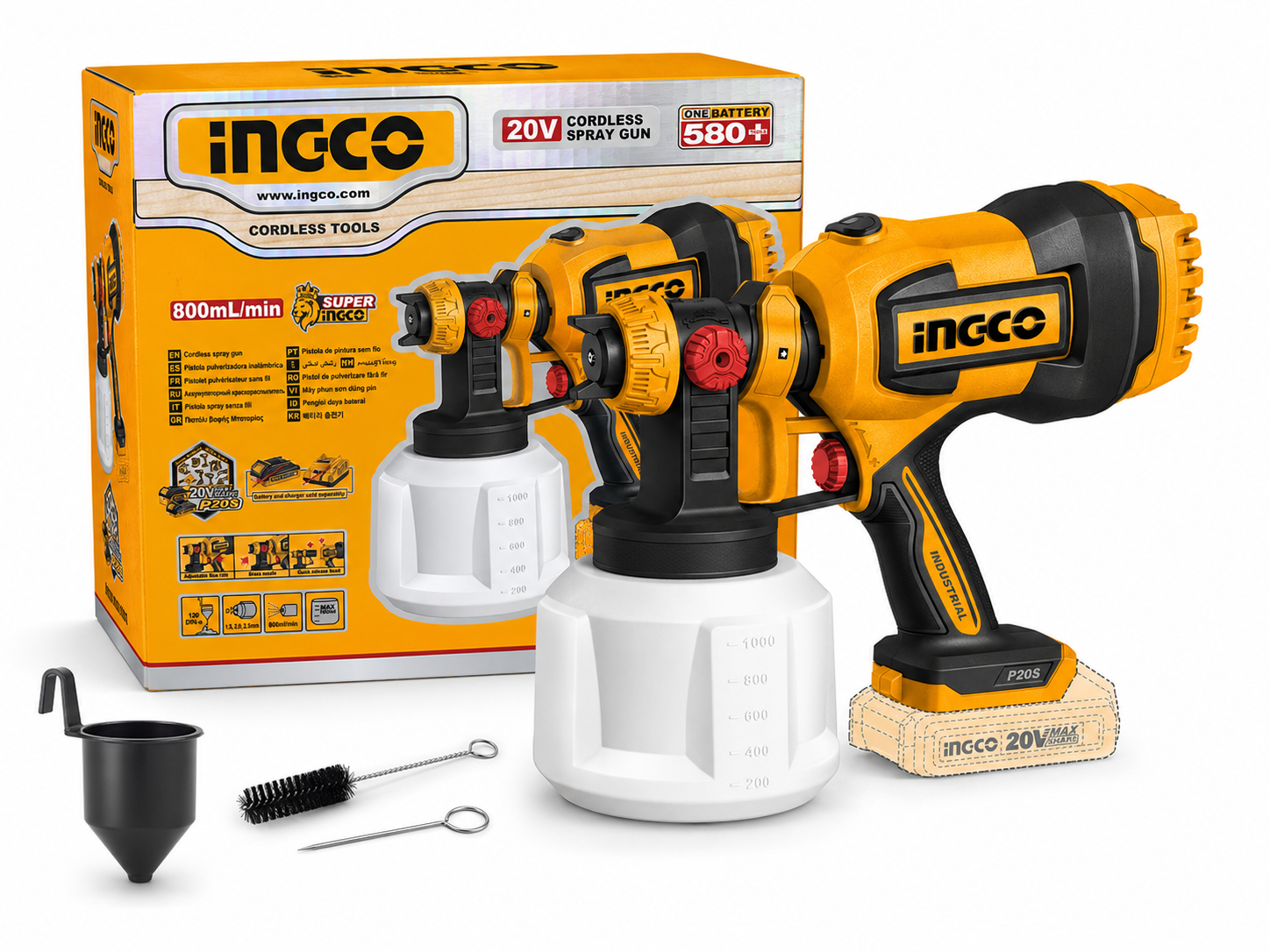 INGCO 20V Cordless Spray Gun (800mL/min)